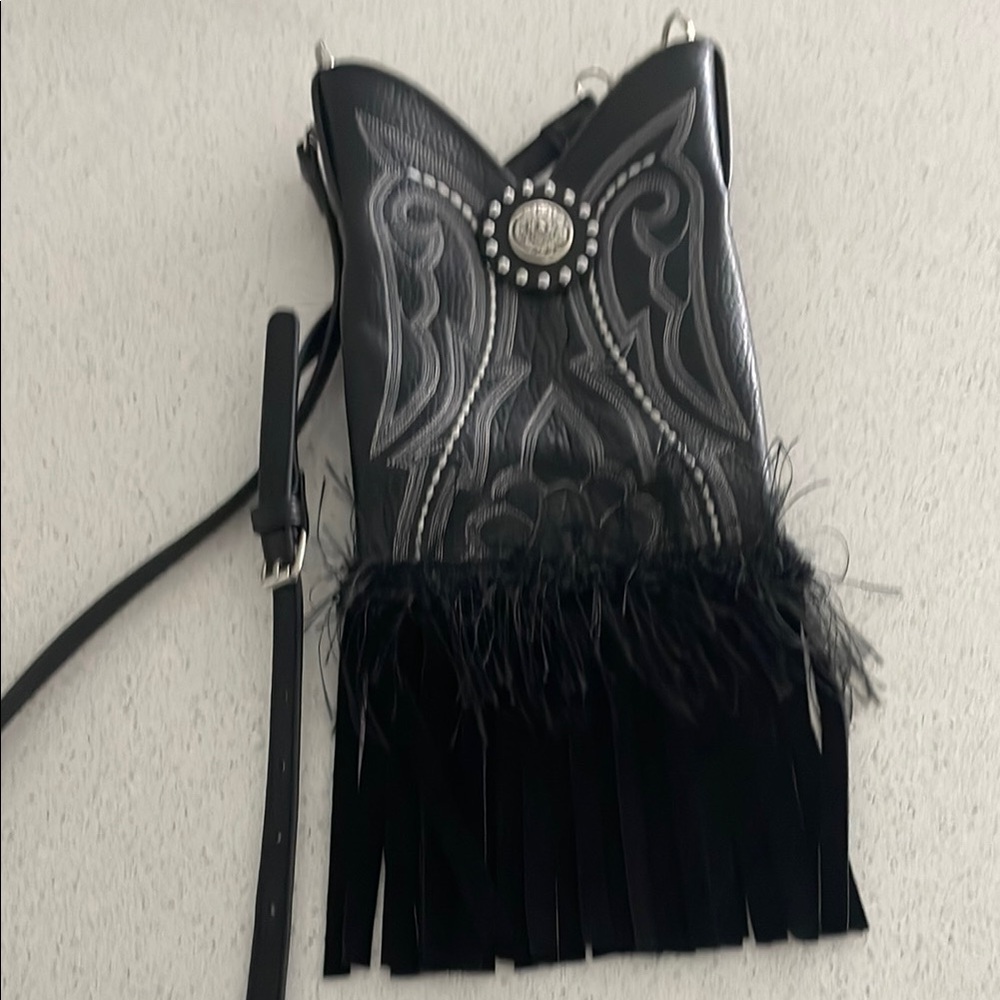 Elegant Black Fringe Crossbody Bag